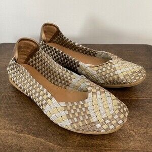 Easy spirit E360 Gibby Metallic Silver Gold Ballet Flats Woven Weave Travel Shoe